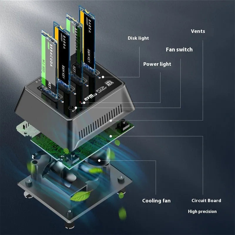 Aluminium alloy M2 dual protocol SSD base with 90x78x34mm dimensions