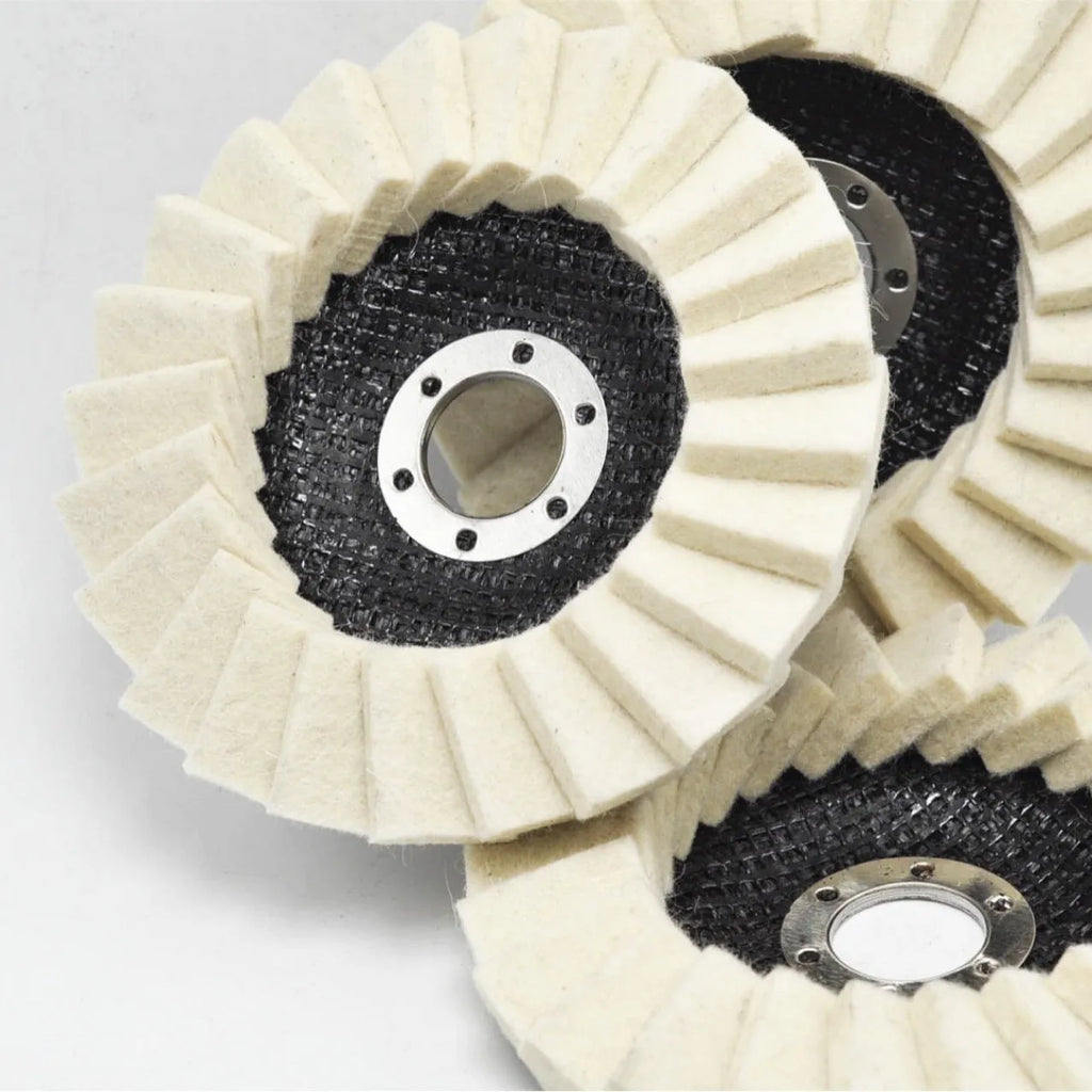 Flat wool flap disc polishing wheel for angle grinder with net cover