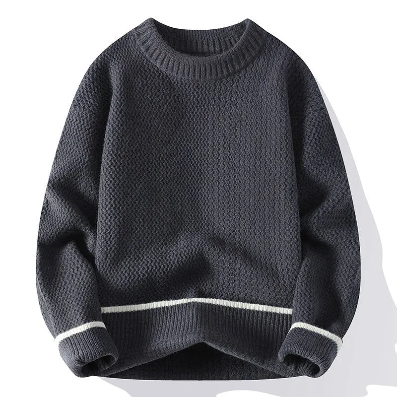 Men's loose fit round neck casual sweater in chemical fibre blend fabric available in multiple colours