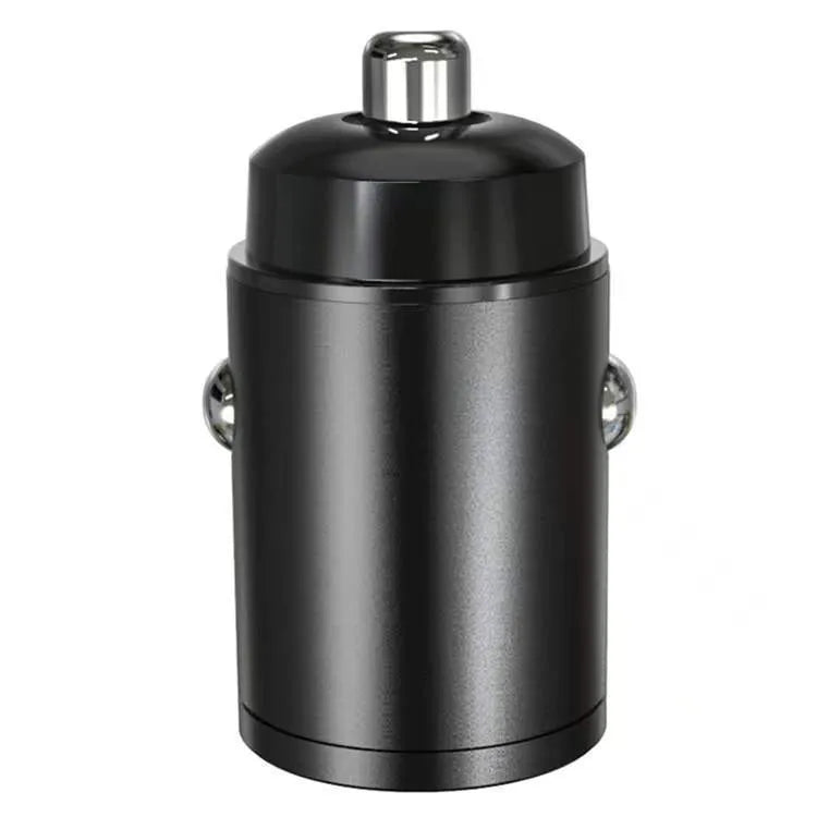 Black car cigarette lighter charger with dual USB ports for vehicle device charging