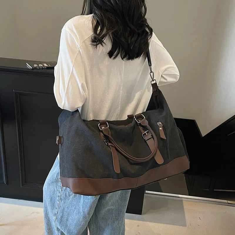 Travel Handheld Lightweight Large Capacity Waterproof Bag Oxford Cloth Unisex Breathable Ultra Light Milky White Black Brown 50cm x 30cm x 23cm Handheld Carry On Bag for Travel and Daily Use