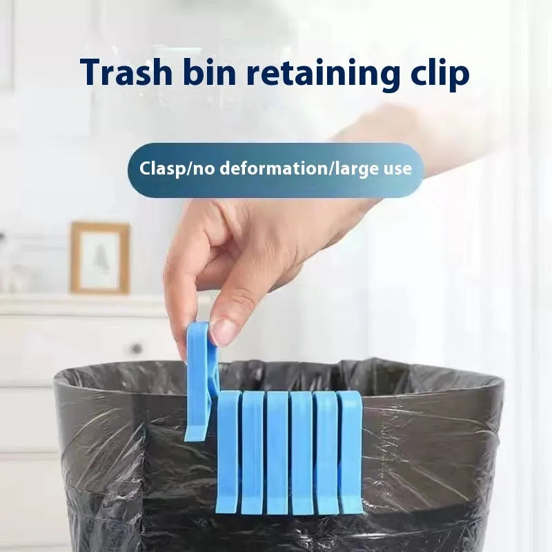 PP plastic non-slip clip for fixing a bin bag to the side of a rubbish can.