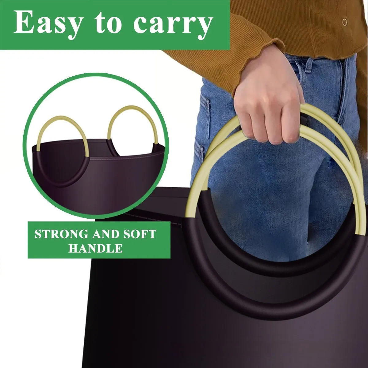 Round portable waste bin with 38cm diameter and 72cm height made from PP plastic