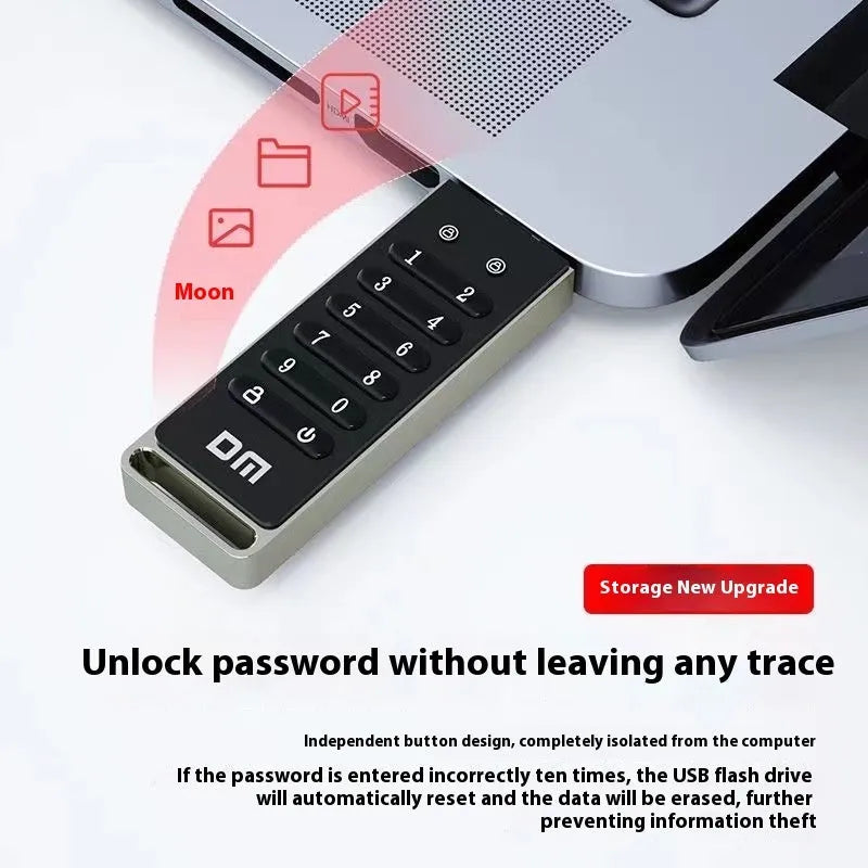 Metal encrypted USB flash drive with fingerprint sensor and digital button