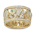 Close-up of a women's alloy elephant ring with full diamond-pattern band and electroplated finish.