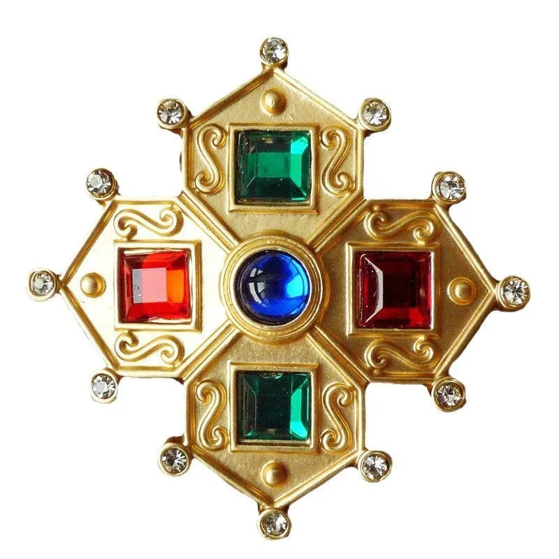 Retro baroque vintage brooch in zinc alloy with diamond shape, showing eight style options from 2cm to 5.5cm dimensions.