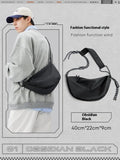 Men's large capacity lightweight nylon messenger bag in solid colour urban simplicity style.