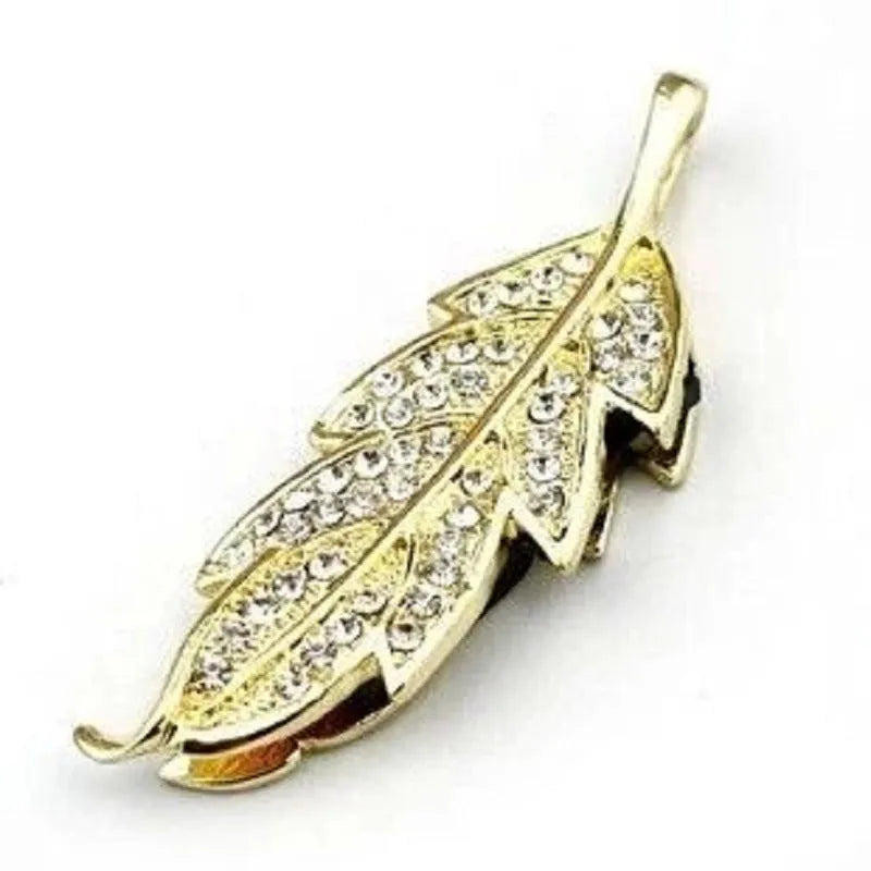 Silver metal USB flash drive with crystal maple leaf jewellery decoration