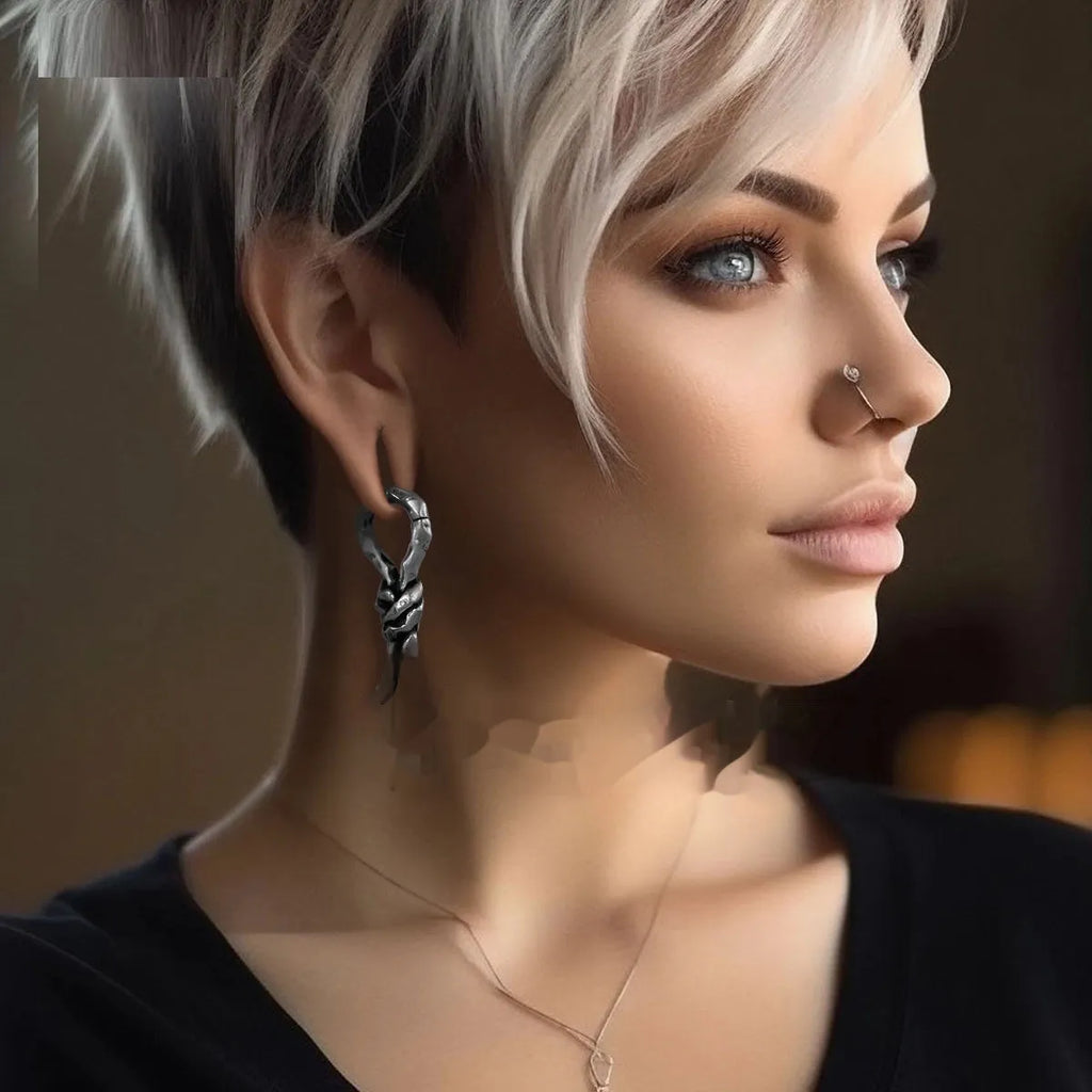 Copper Creative Bends and Hitches 4mm gauge piercing earrings with a bent design for auricle.