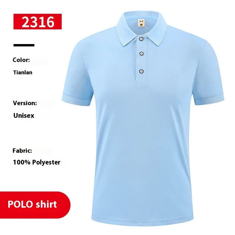 Ice silk polo shirt with advertising logo in viscose polyester fabric, short sleeve pullover style