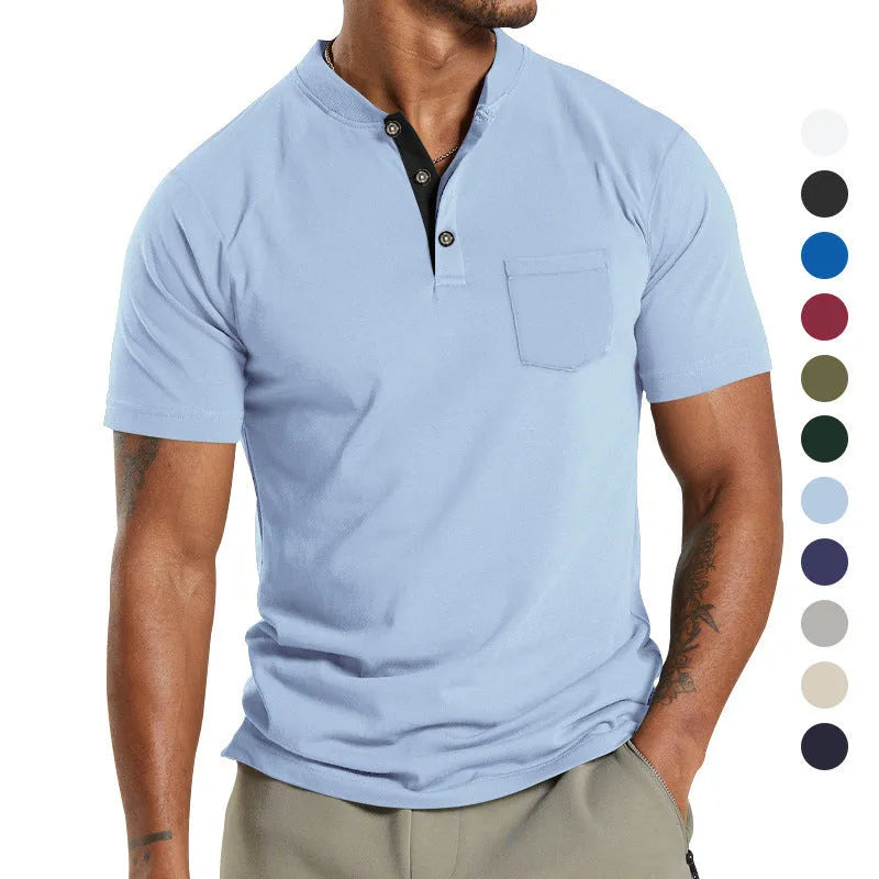 Plus size men's short sleeve button down shirt with chest pocket in multiple colour options