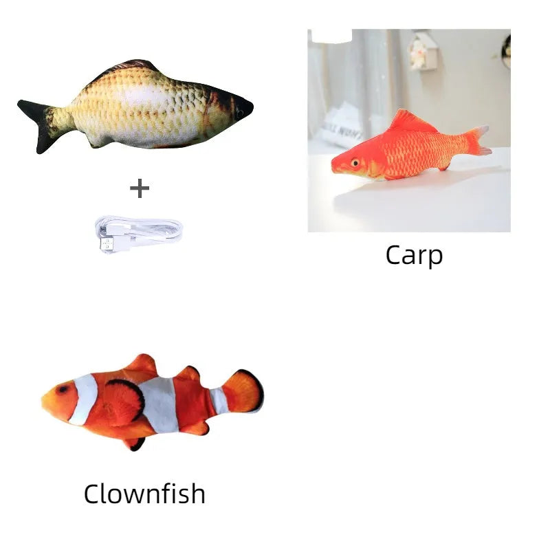 USB rechargeable electric jumping fish cat toy without catnip, 30cm multicolour electronic pet toy