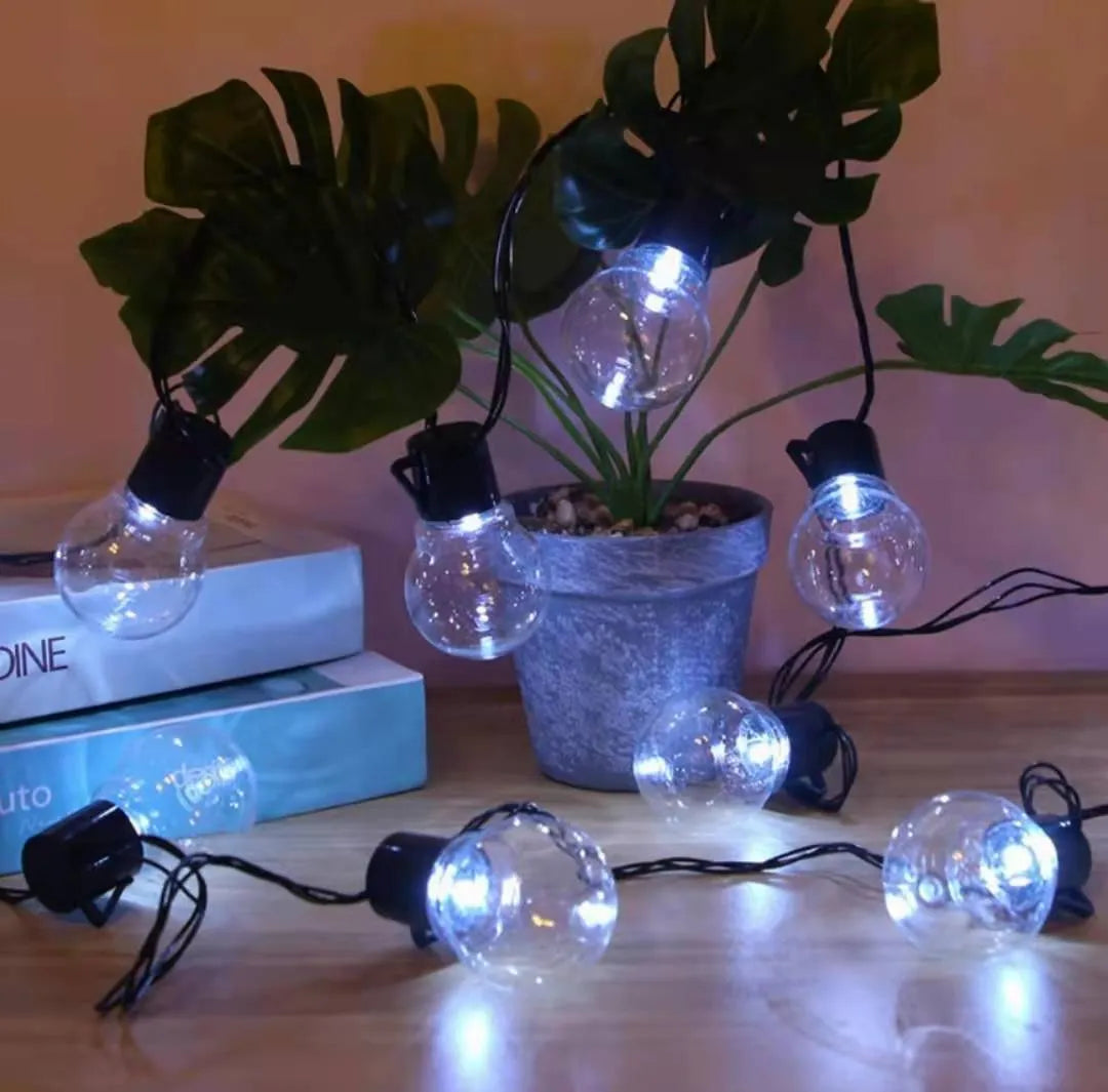 10-metre black line solar decorative light set with 40 LED lamps for outdoor festival and tent use.