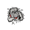 Grey dog design motorcycle decorative sticker with 17cm measurements and customisable size options