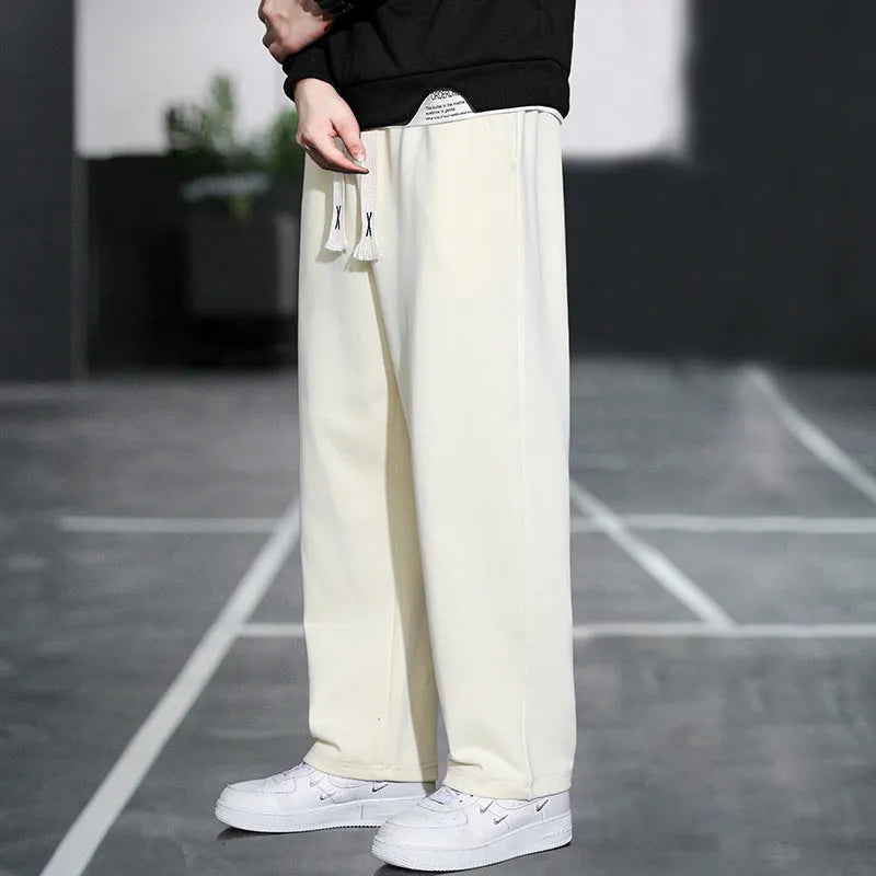 Casual men's multi-pocket sports trousers in gray, high waist, bamboo fibre blend