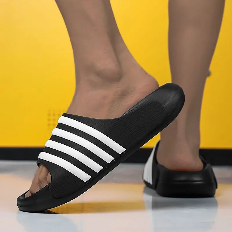 Unisex PVC slippers with EVA sole in casual style showing colour options and simple construction