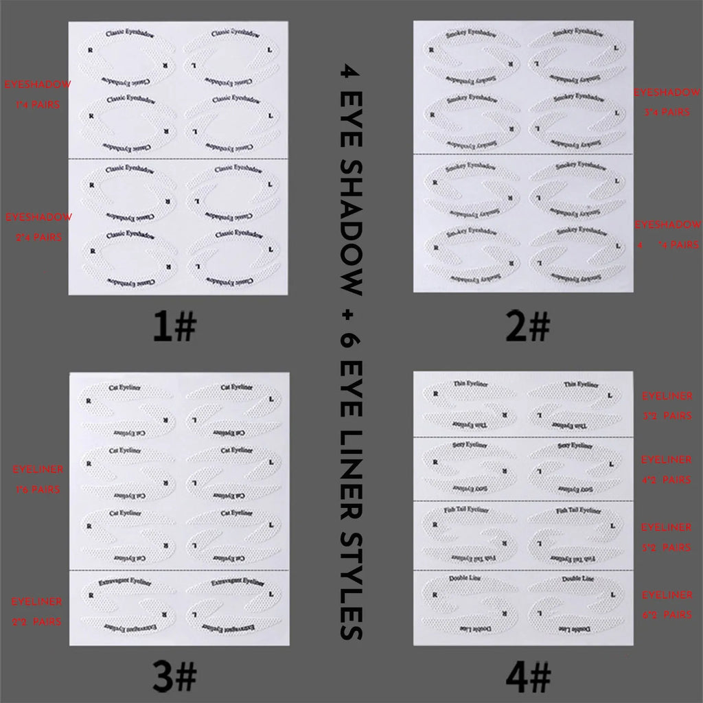 Four reusable flexible eyeliner sticker makeup templates for creating precise eye designs