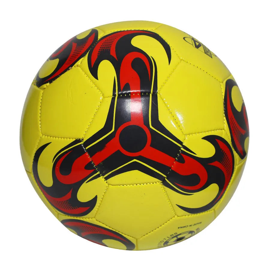 PVC machine-sewn training football in multiple sizes and colour designs including Red Dragon Roll and Tornado patterns