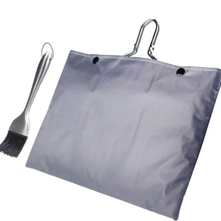 Square stainless steel folding barbecue grill mesh basket with cleaning brush