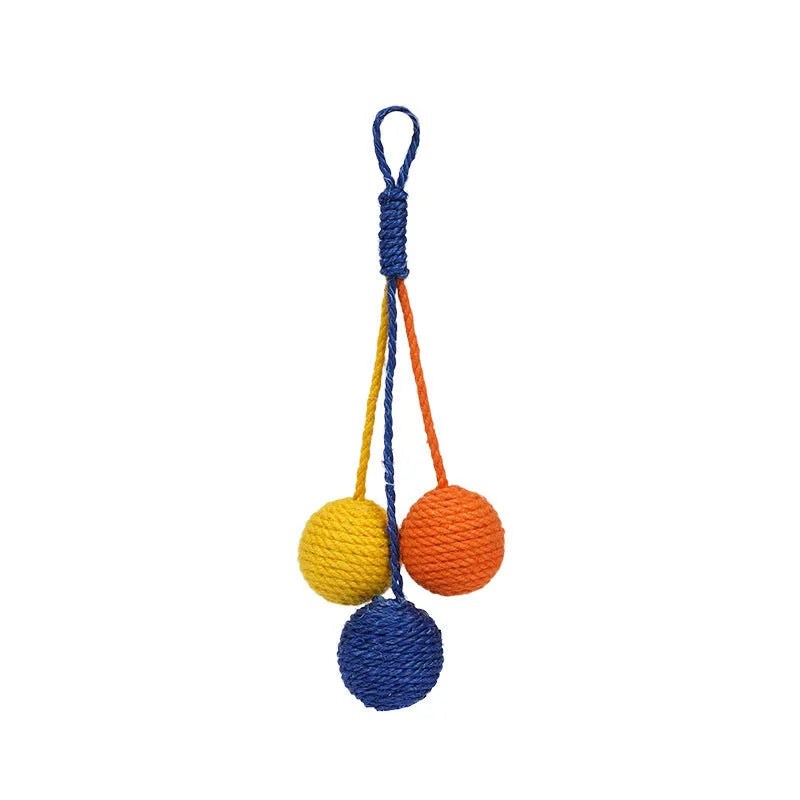 Cat teaser stick set with bite-resistant catnip ball and self-play toys in blue, green, red or multicolour options