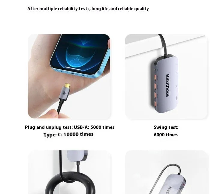11-in-1 USB-C expansion dock with Gigabit Ethernet port and 20cm connecting cable