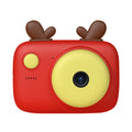 Green A2 kids digital camera with 2.4-inch screen, front and rear lenses, and a colourful lanyard.