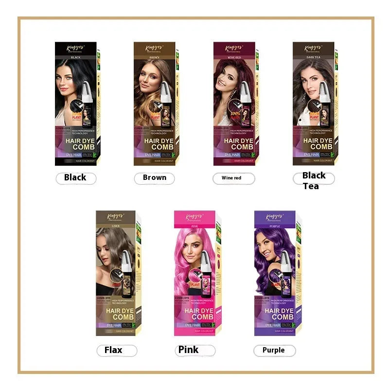Easy Colour Hair Dye kit with comb applicator and 200ml bottles in Brown, Wine Red and Dark Brown.