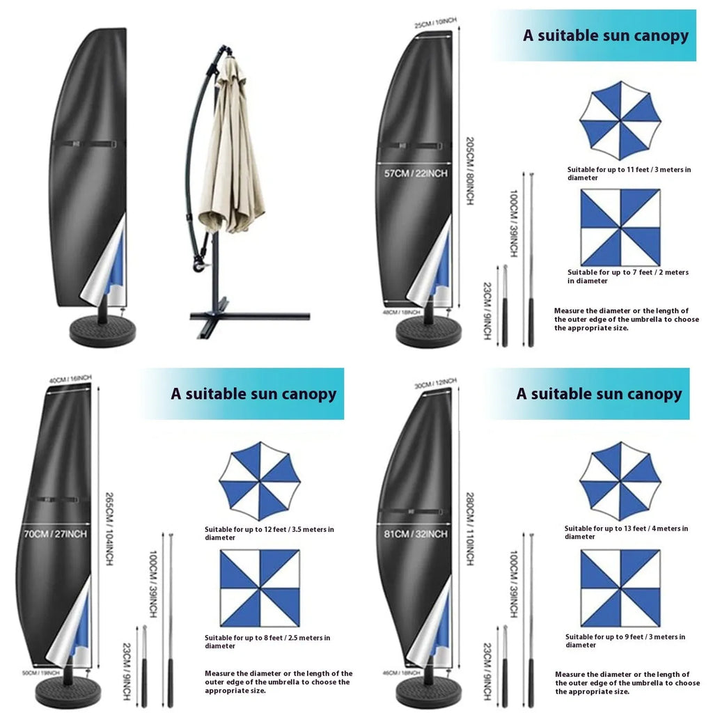 Black waterproof oxford cloth cover for outdoor offset banana umbrella