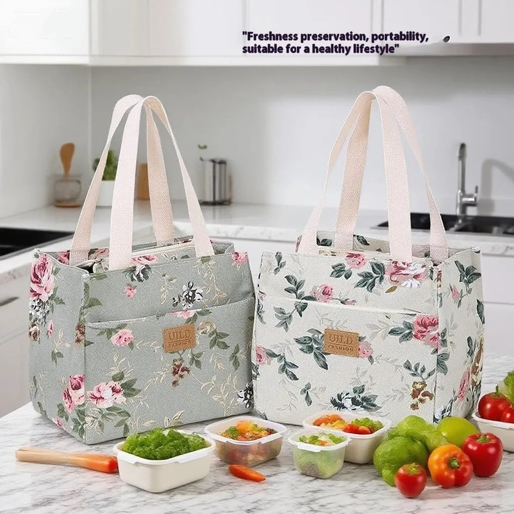 Women's printed canvas shoulder bag with aluminium frame in horizontal square shape
