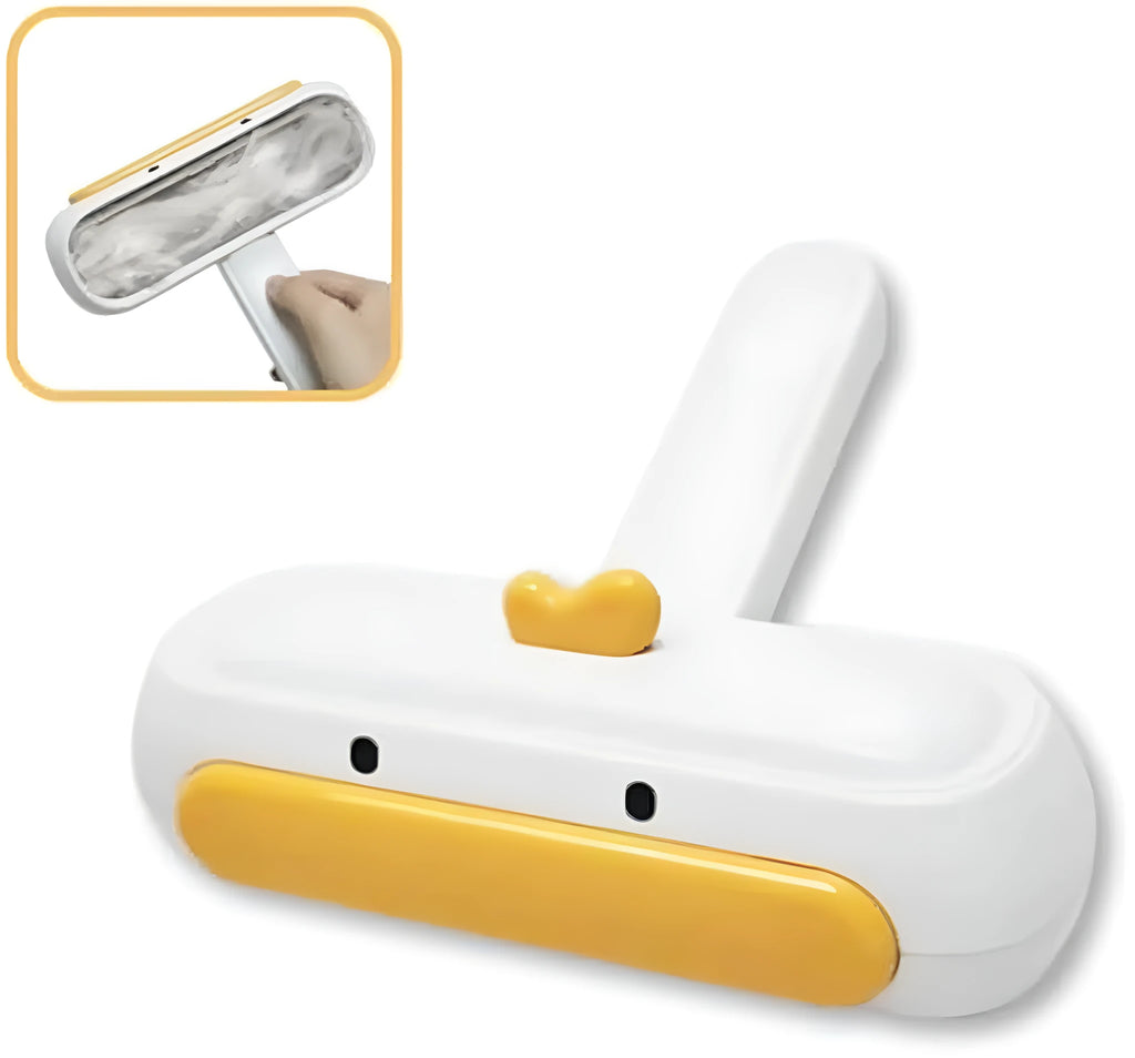 Yellow duck portable pet hair remover with polyester bristles for furniture and car seats
