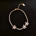 Geometric quadrilateral copper bracelet with inlaid zircon stones for women