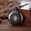 Retro floral print automatic mechanical pocket watch with transparent case back in gold finish.