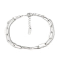Women's double layer stainless steel bracelet with geometric design in gold or silver finish