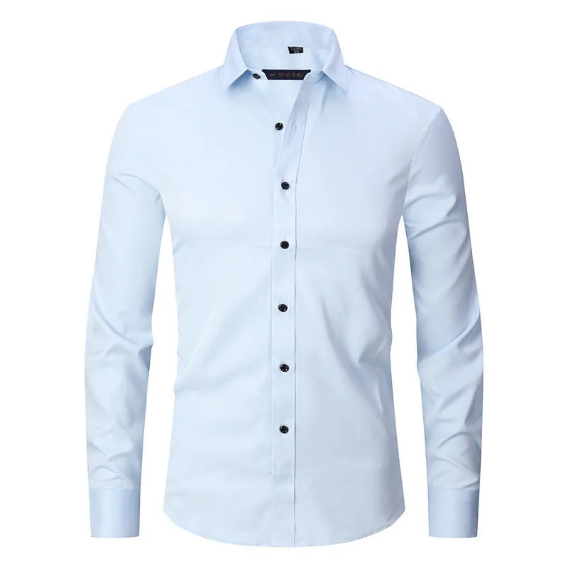 Men's stretch long sleeve work shirt in polyester available in multiple colours with Asian fit sizing