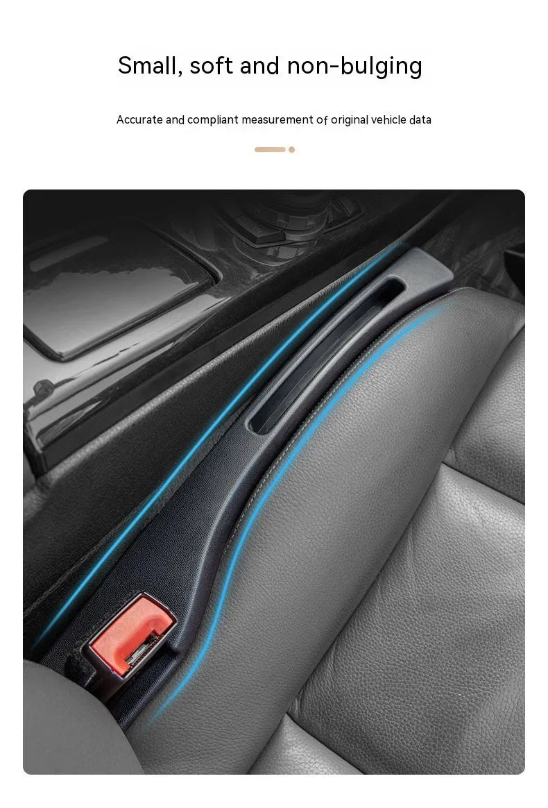 Black plastic car seat gap storage organiser pocket with handle