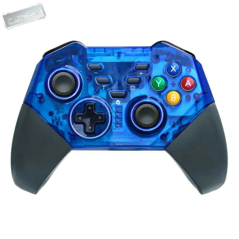 SWH wireless game controller for Nintendo Switch in various colours on a black background.