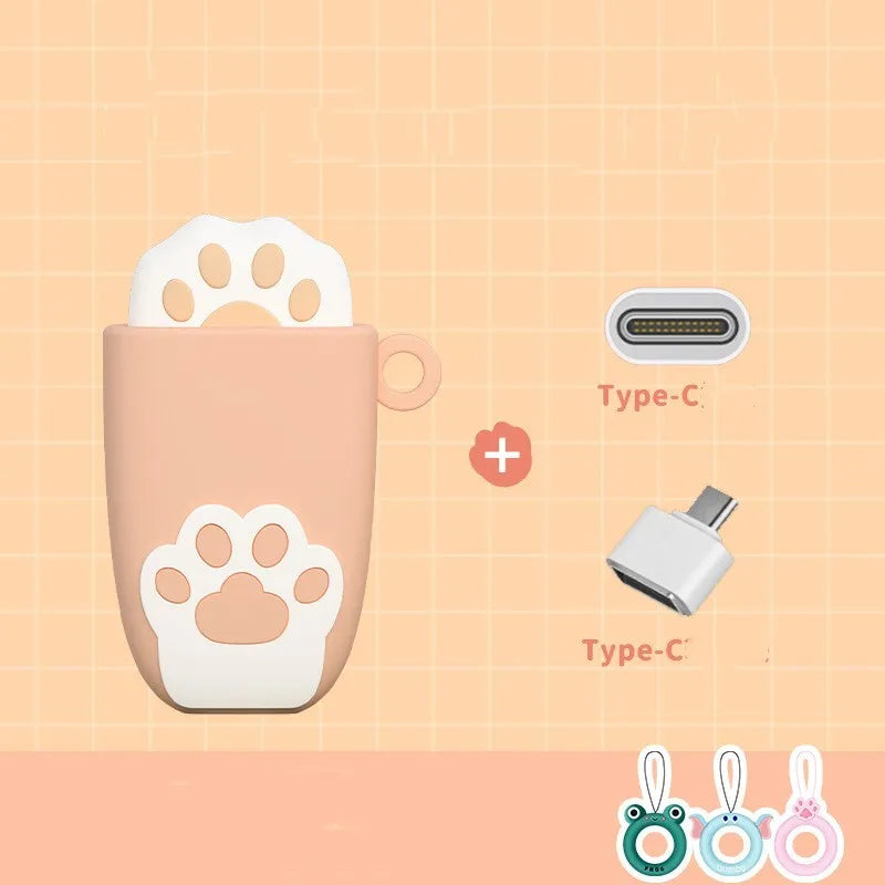 64GB cartoon USB flash drive in pink PVC shell with USB 2.0 connector