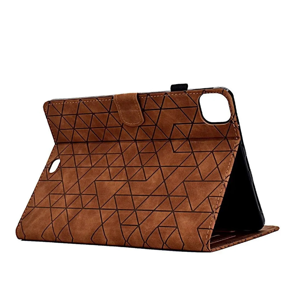 Leather iPad case for 11-inch Pro and Air with card holder slots and a folded-out kickstand