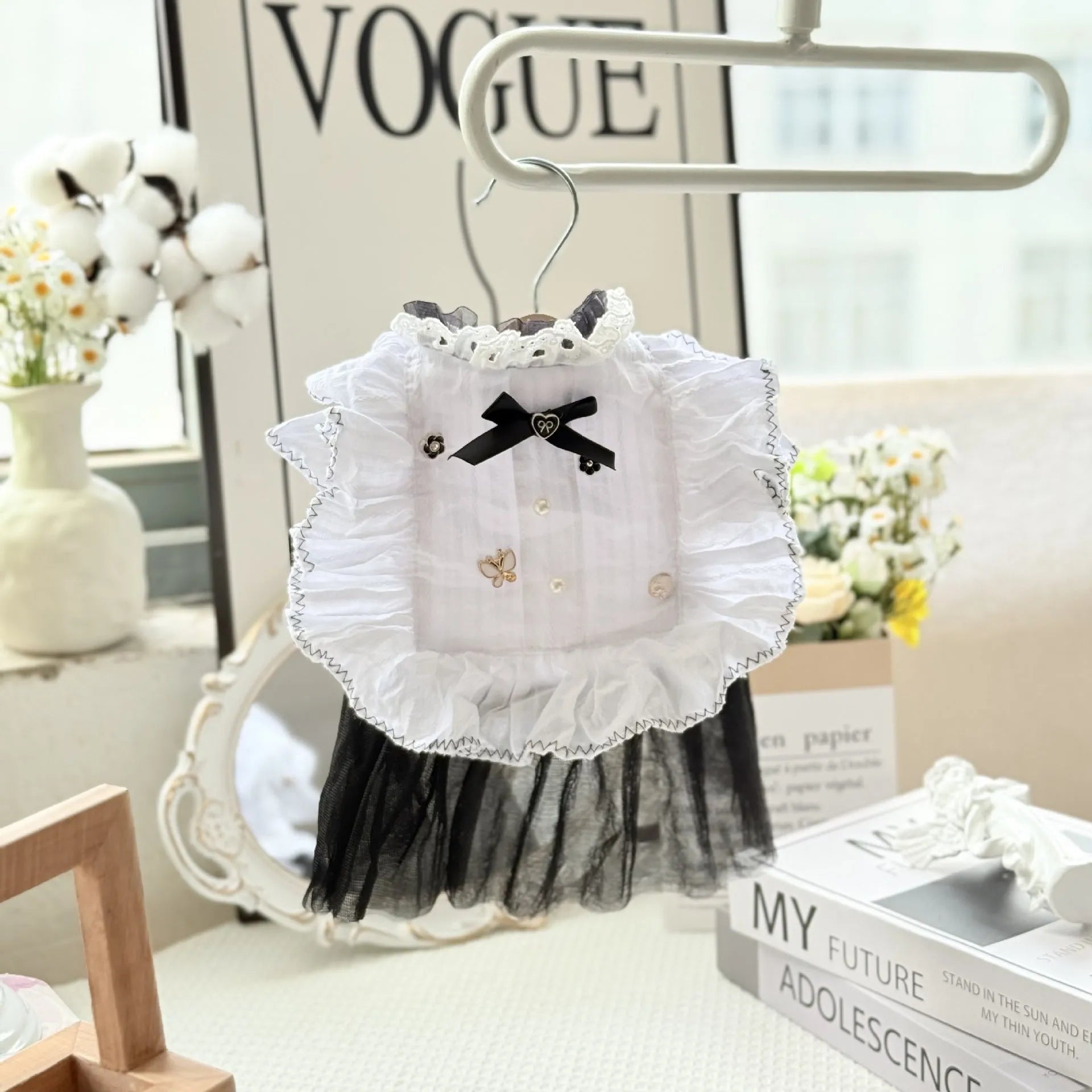 White polyester waltz gauze skirt pet clothing for small dogs with princess styling