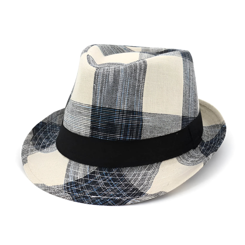 Blue polyester straw sun hat with 4.5cm brim and bell-style crown for outdoor sun protection