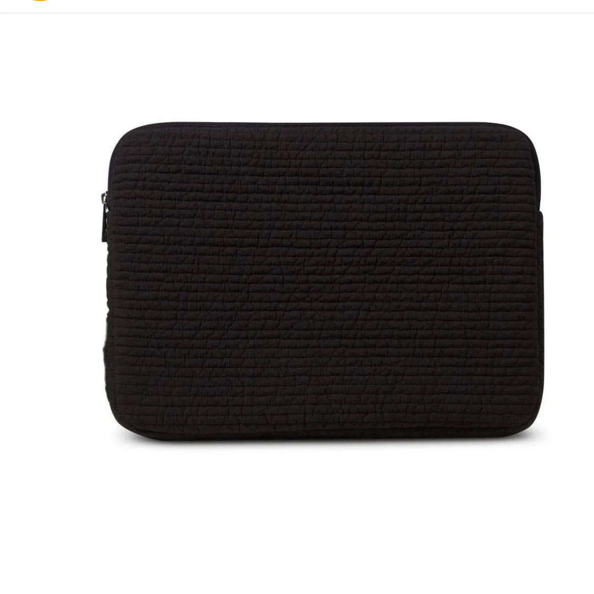 Black and white cotton cloth anti-seismic laptop bag showing tablet sleeve with internal coin pocket