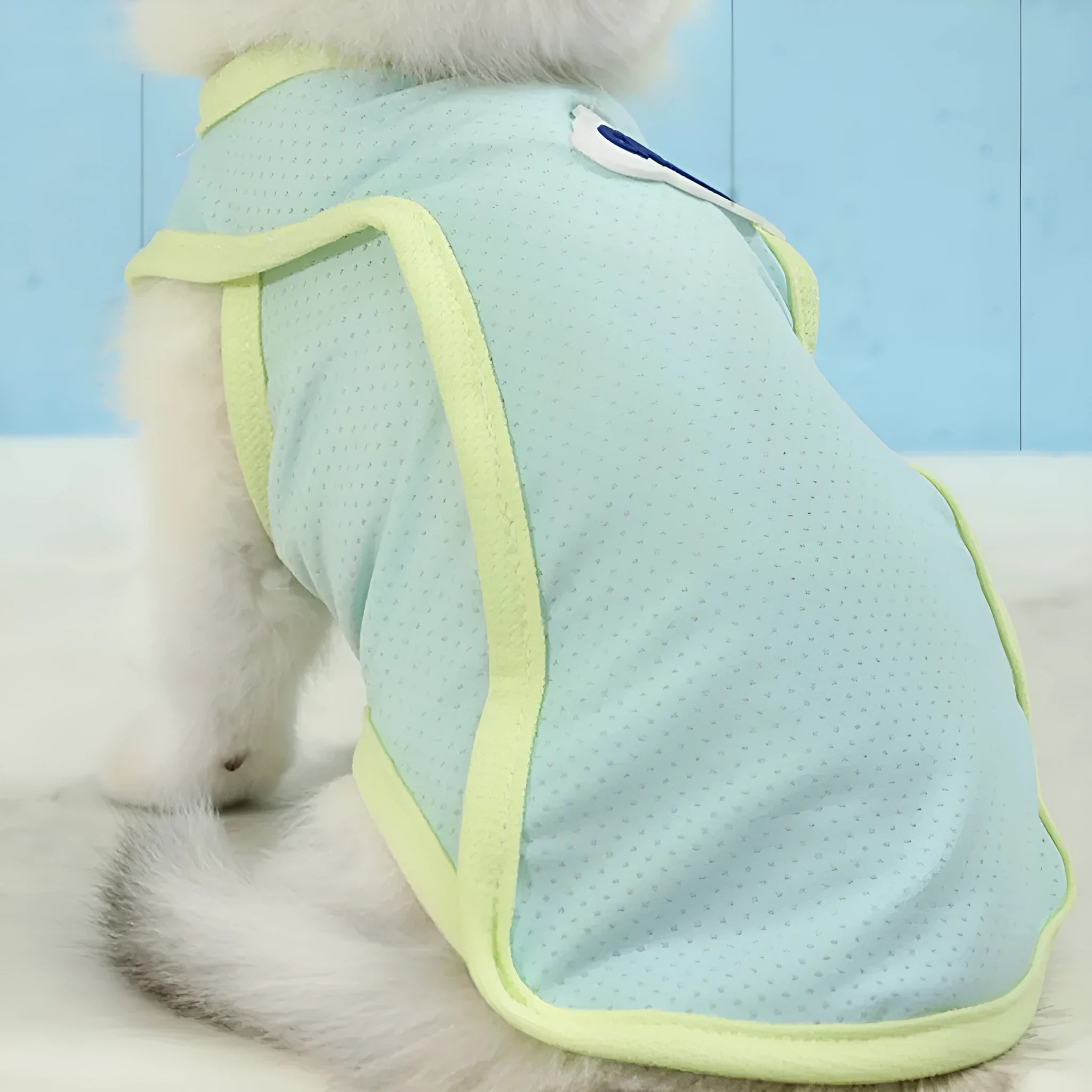 Grass green anti-lint cat summer vest in polyester sports style