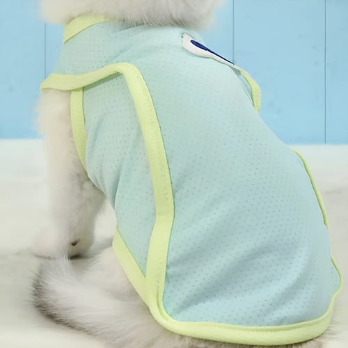 Grass green anti-lint cat summer vest in polyester sports style