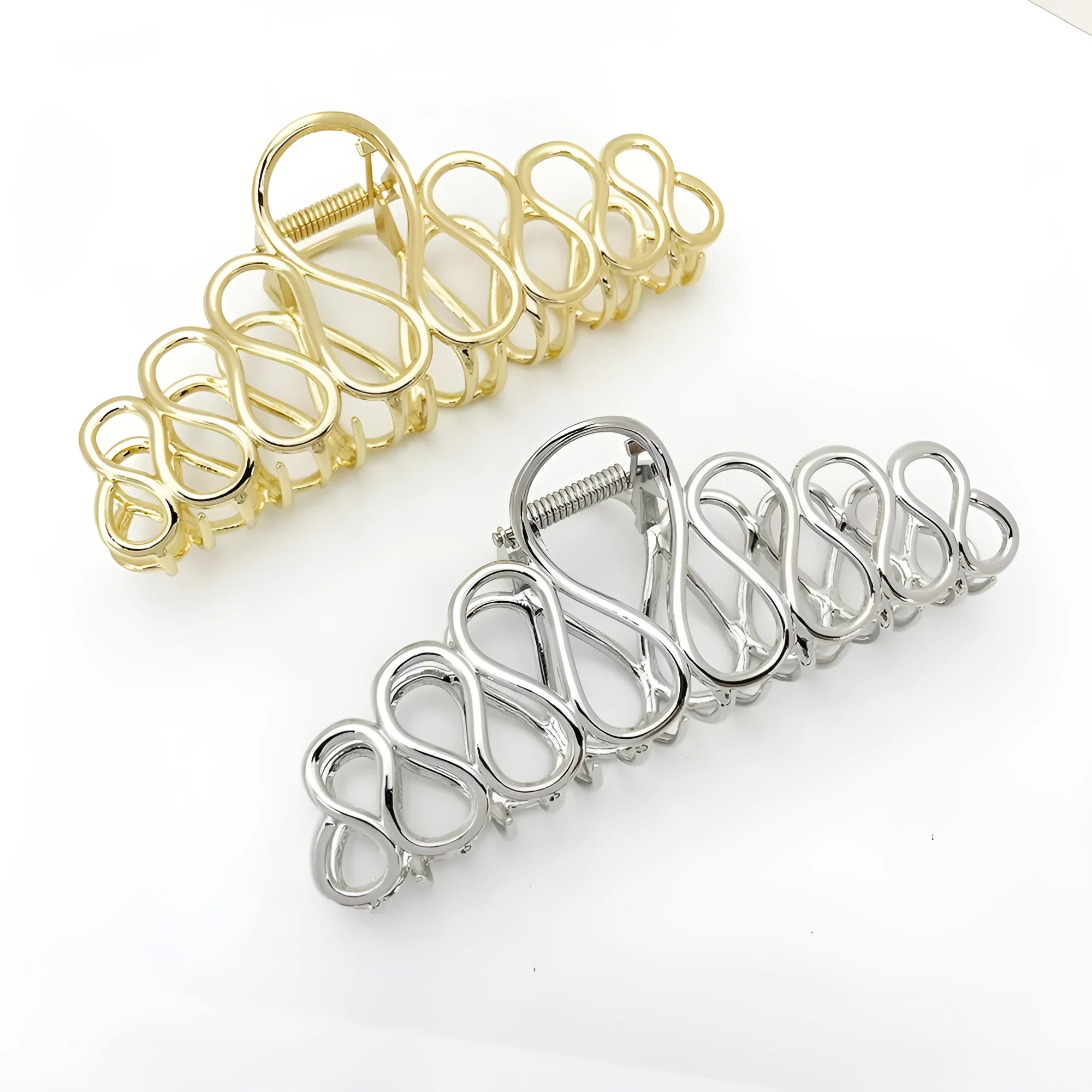 Large gold or silver alloy hair clip with minimalist design and European tassel detailing for women's updo hairstyles
