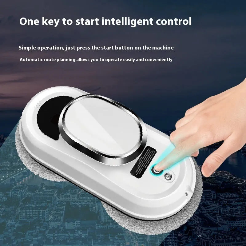 White full-automatic high-altitude cleaning machine with remote control on a clean surface