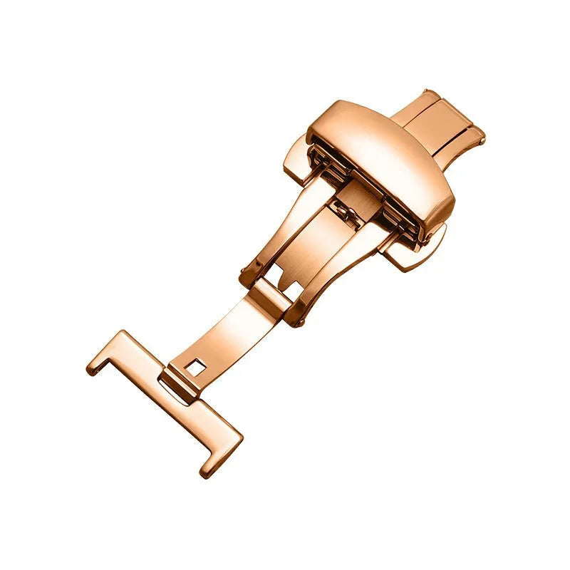 Double press butterfly buckle fine steel watch strap replacement part in silver colour