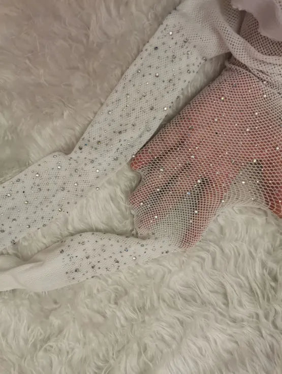 Women's diamond pattern fishnet mesh socks in black, skin colour, or white.