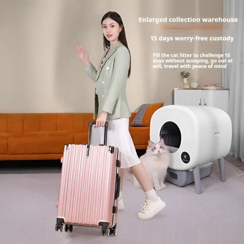 Automatic self-cleaning cat litter box with intelligent waste disposal system and 13L storage capacity