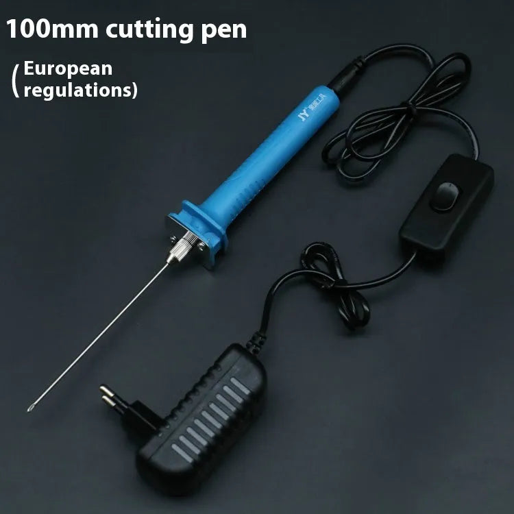 Blue electric heating cutter pen for foam materials with nickel-chrome blade and plastic handle