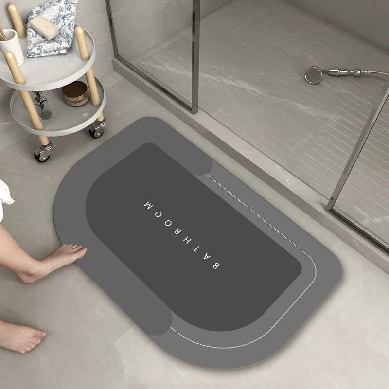 Blended fabric bathroom floor mat in oval and rectangular shapes with Baikal colour options